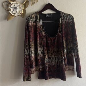 Sequined Multi-Color Animal Print Tank Top